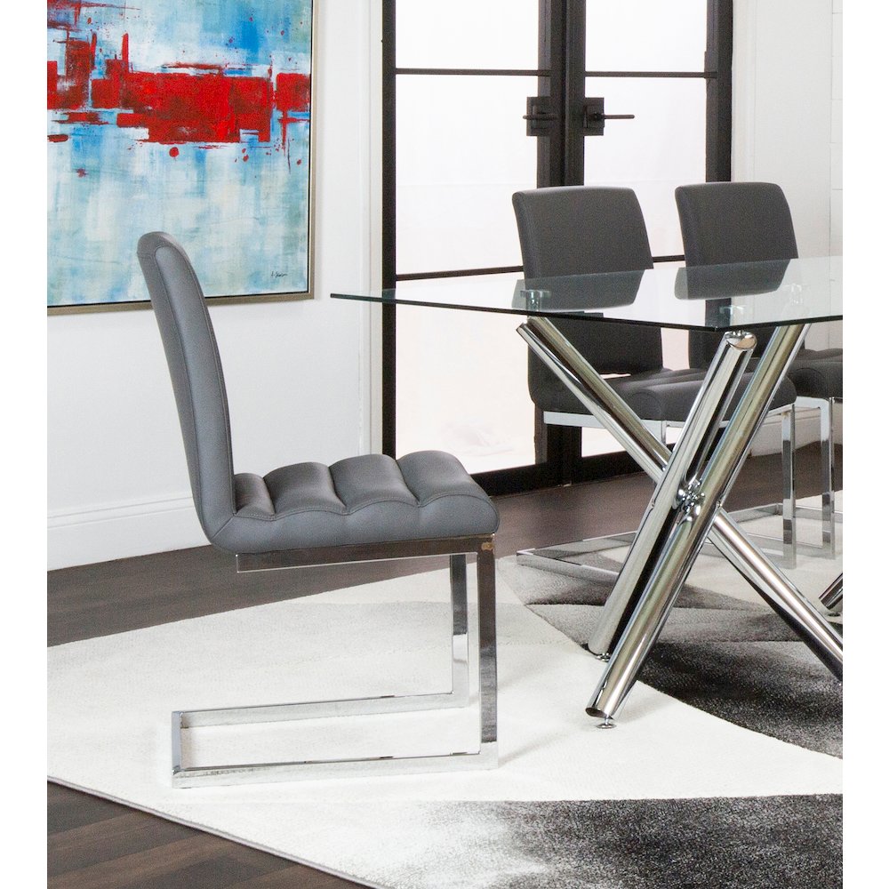 Delta Upholstered Fabric Dining Chairs, Set of 2, S-Shaped Chrome Cantilever. Picture 4