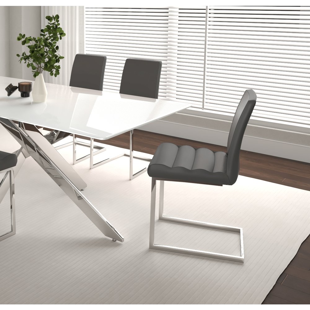 Delta Upholstered Fabric Dining Chairs, Set of 2, S-Shaped Chrome Cantilever. Picture 5