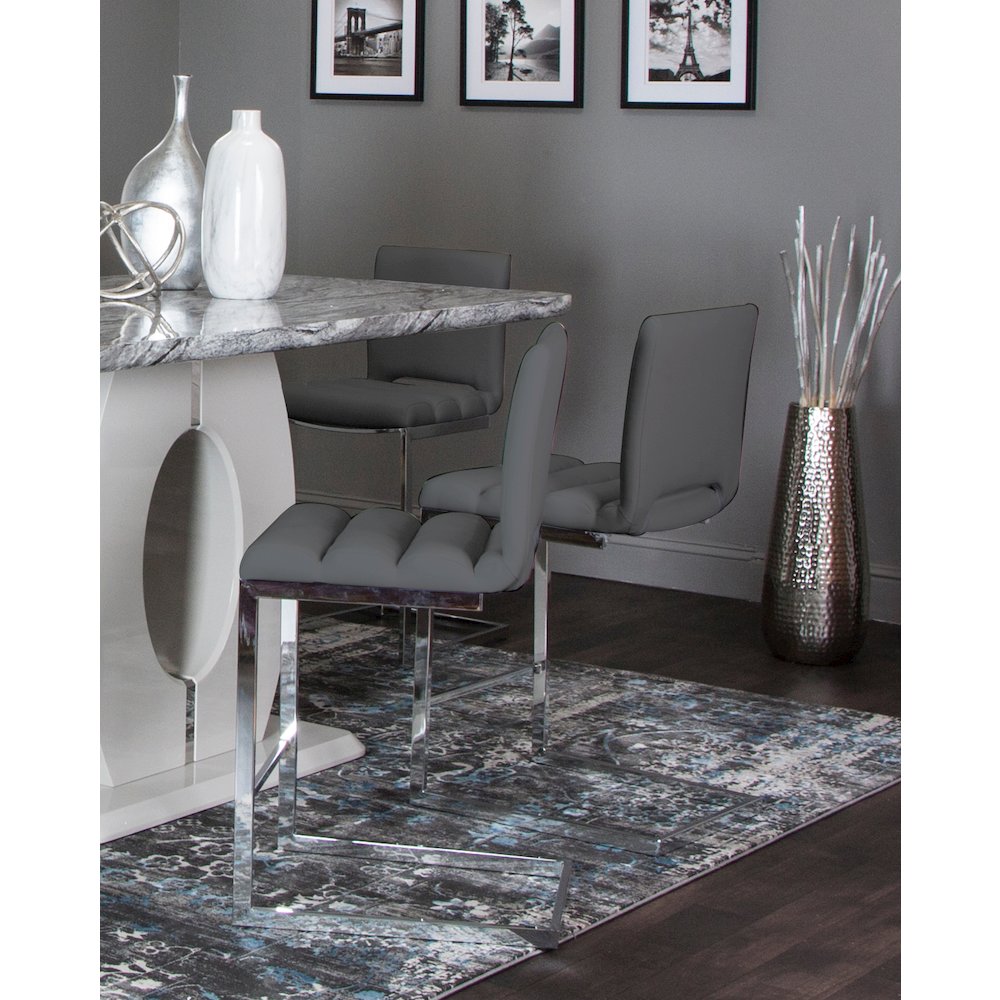 Delta 24" Upholstered Barstools, Two Counter Height Stools, S-Shaped Chrome. Picture 4