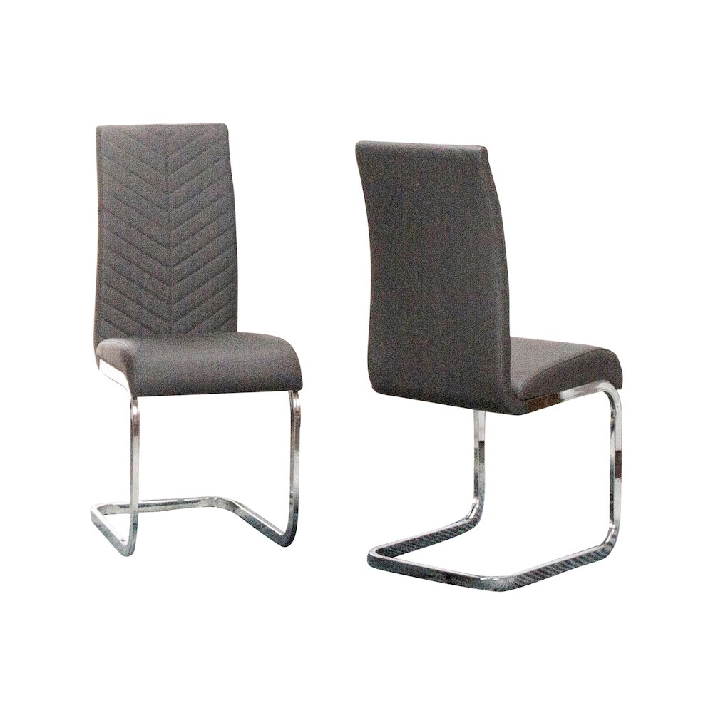 Mist Faux Leather Upholstered Dining Chairs, S-Shaped Polished Chrome. Picture 1