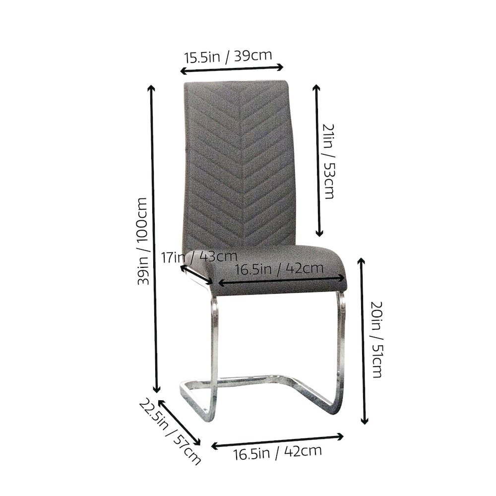 Mist Faux Leather Upholstered Dining Chairs, S-Shaped Polished Chrome. Picture 3