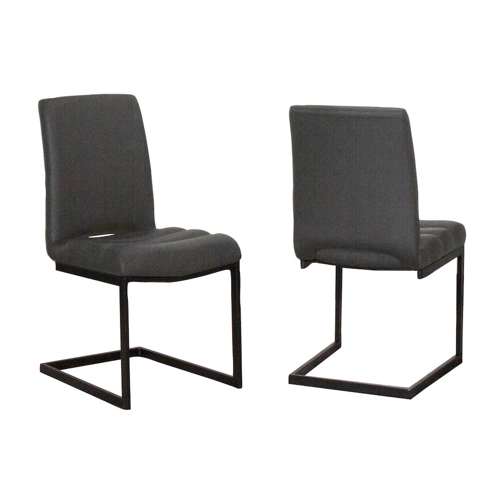 Rhea Charcoal Gray Faux Leather Dining Chairs, Set of 2, S-Shaped Matte. Picture 1
