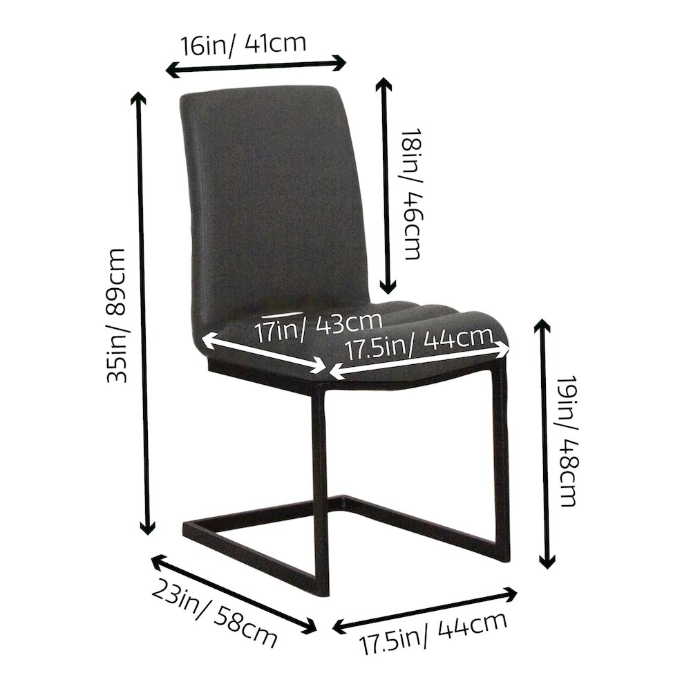 Rhea Charcoal Gray Faux Leather Dining Chairs, Set of 2, S-Shaped Matte. Picture 3
