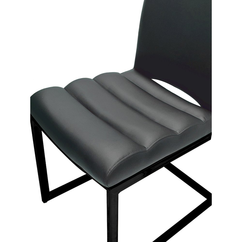 Rhea Charcoal Gray Faux Leather Dining Chairs, Set of 2, S-Shaped Matte. Picture 6