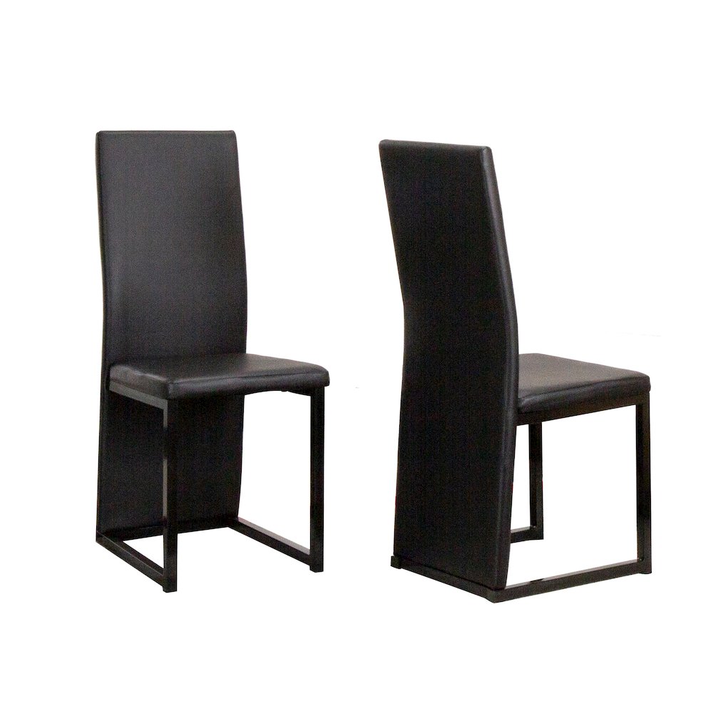 Six Cosmic Black Faux Leather Upholstered Dining Chairs with Powder-Coated Metal. Picture 1