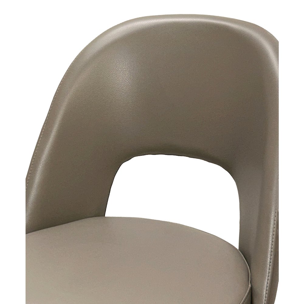 Mia Faux Leather Dining Chair, Polished Chrome Silver Tapered Legs, Mushroom. Picture 6
