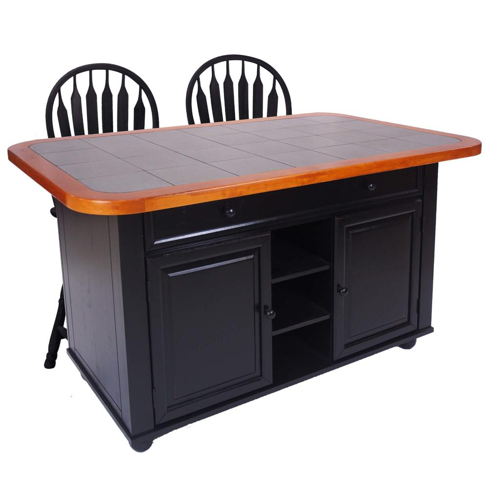 3 Piece Antique Black Kitchen Island Set. Picture 6