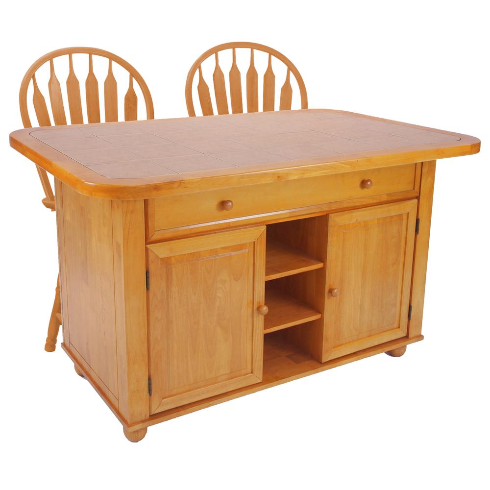3 Piece Light Oak Kitchen Island Set. Picture 5