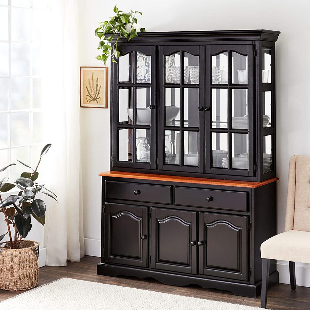Selections 53"W China Cabinet w Glass Doors Mirrored Back. Picture 6