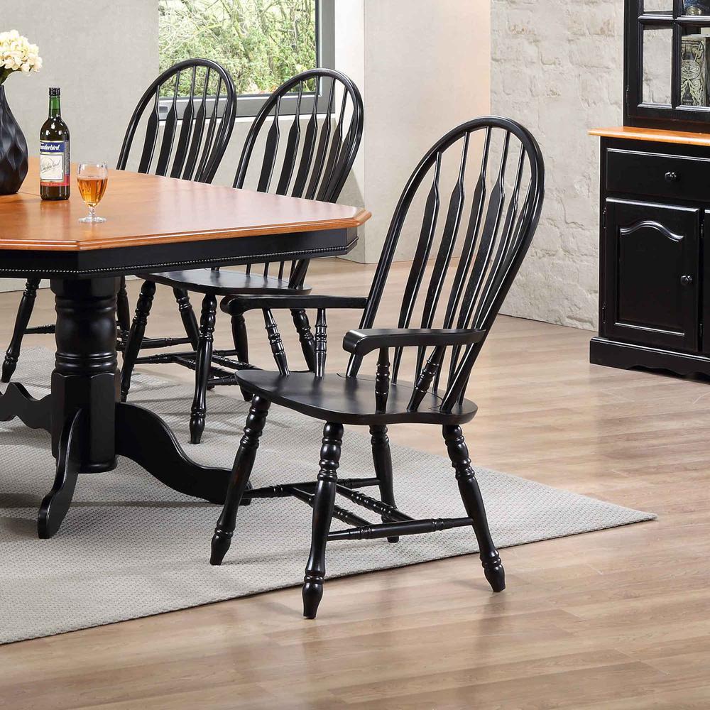 Black Cherry Selections Comfort Back Windsor Dining Chair with Arms. Picture 2