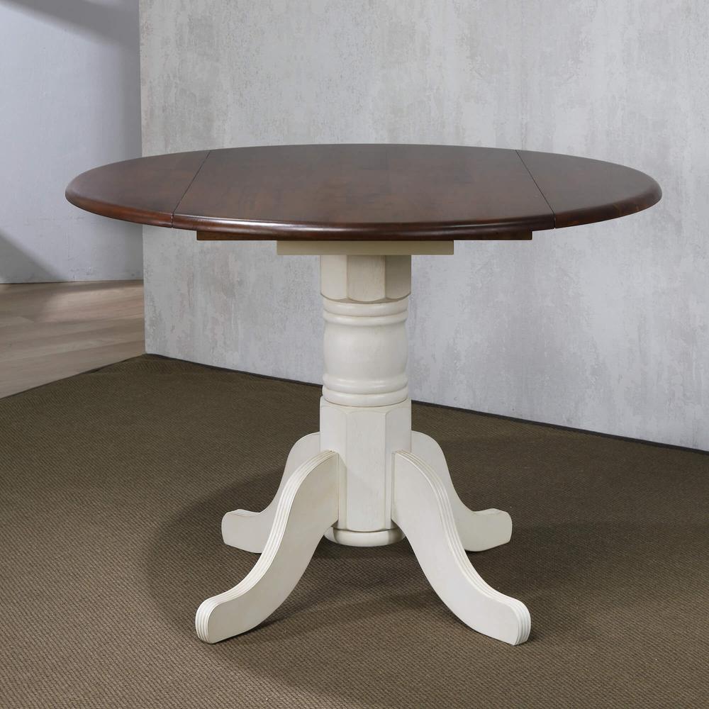 Andrews 42" Round Extendable Drop Leaf Dining Table. Picture 1