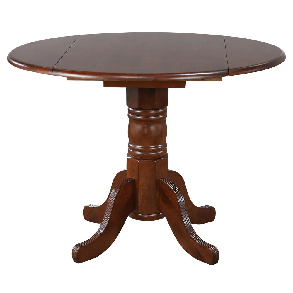 Andrews 3 Piece 42" Round Extendable Drop Leaf Dining Table Set. Picture 7