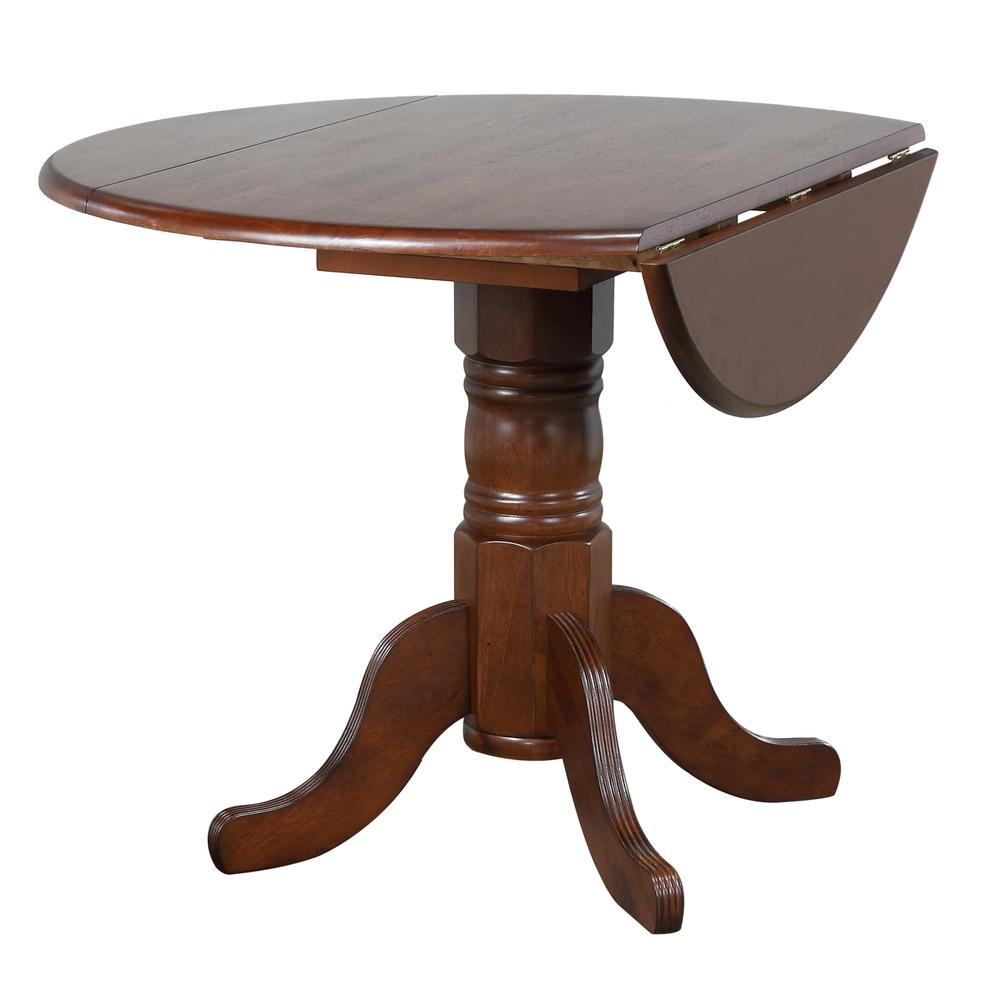 Andrews 3 Piece 42" Round Extendable Drop Leaf Dining Table Set. Picture 3
