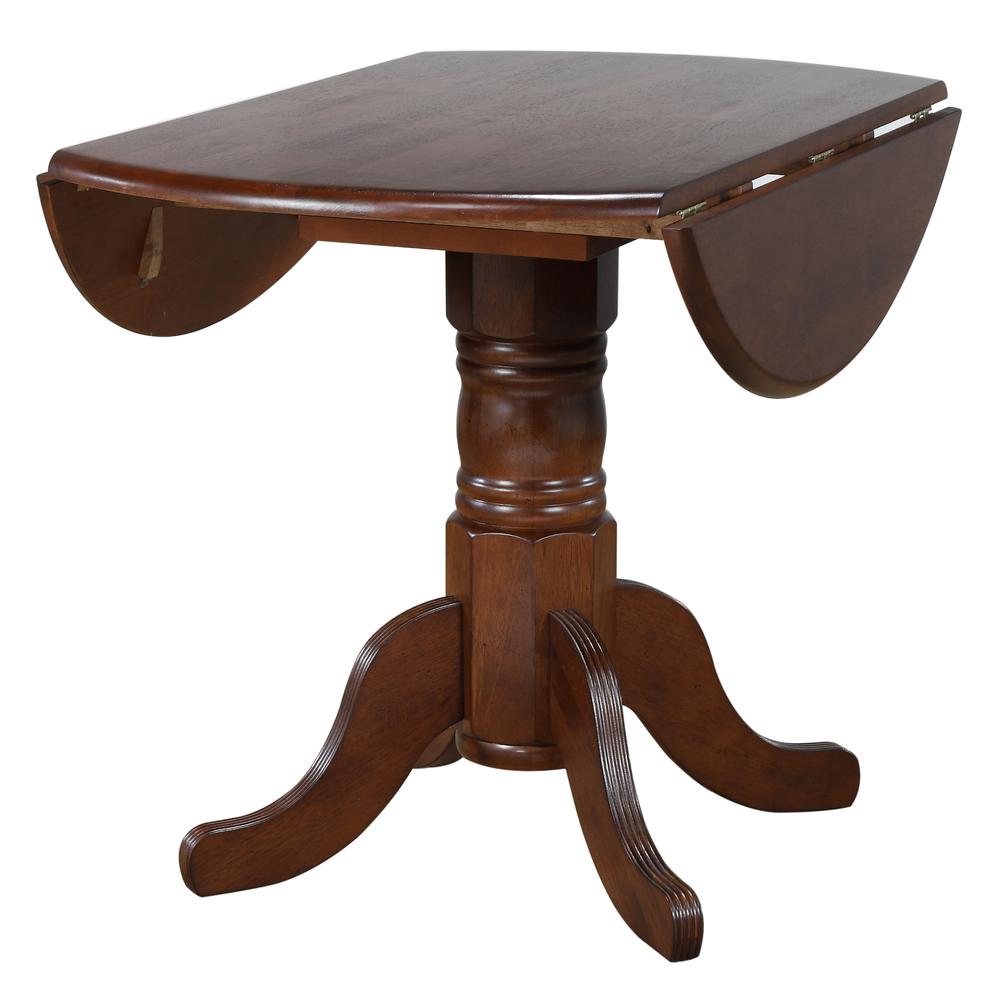 Andrews 3 Piece 42" Round Extendable Drop Leaf Dining Table Set. Picture 4