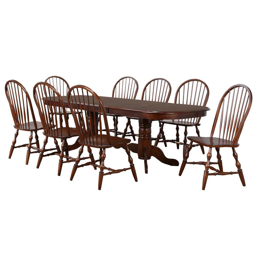 Andrews 9 Piece 96" Oval Double Pedestal Extendable Dining Set. Picture 4