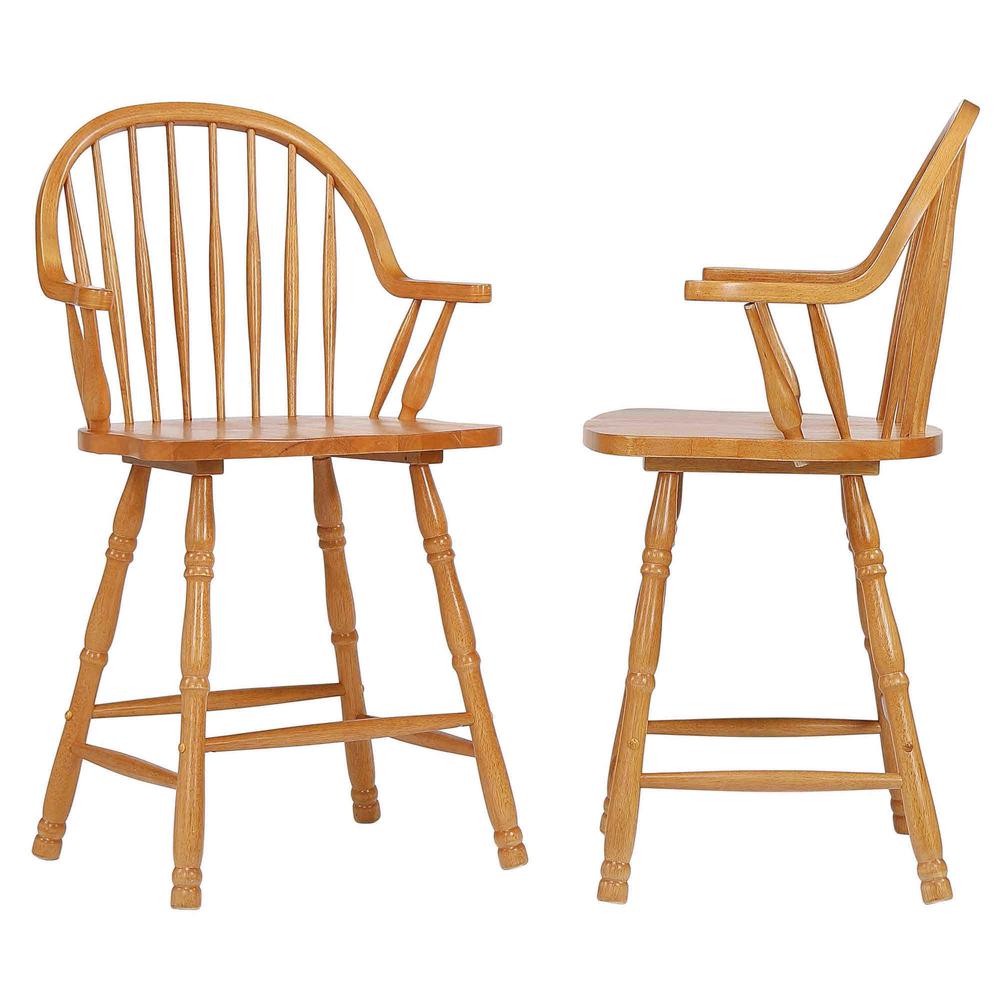 Oak Selections 24" Windsor Barstool with Arms. Picture 3