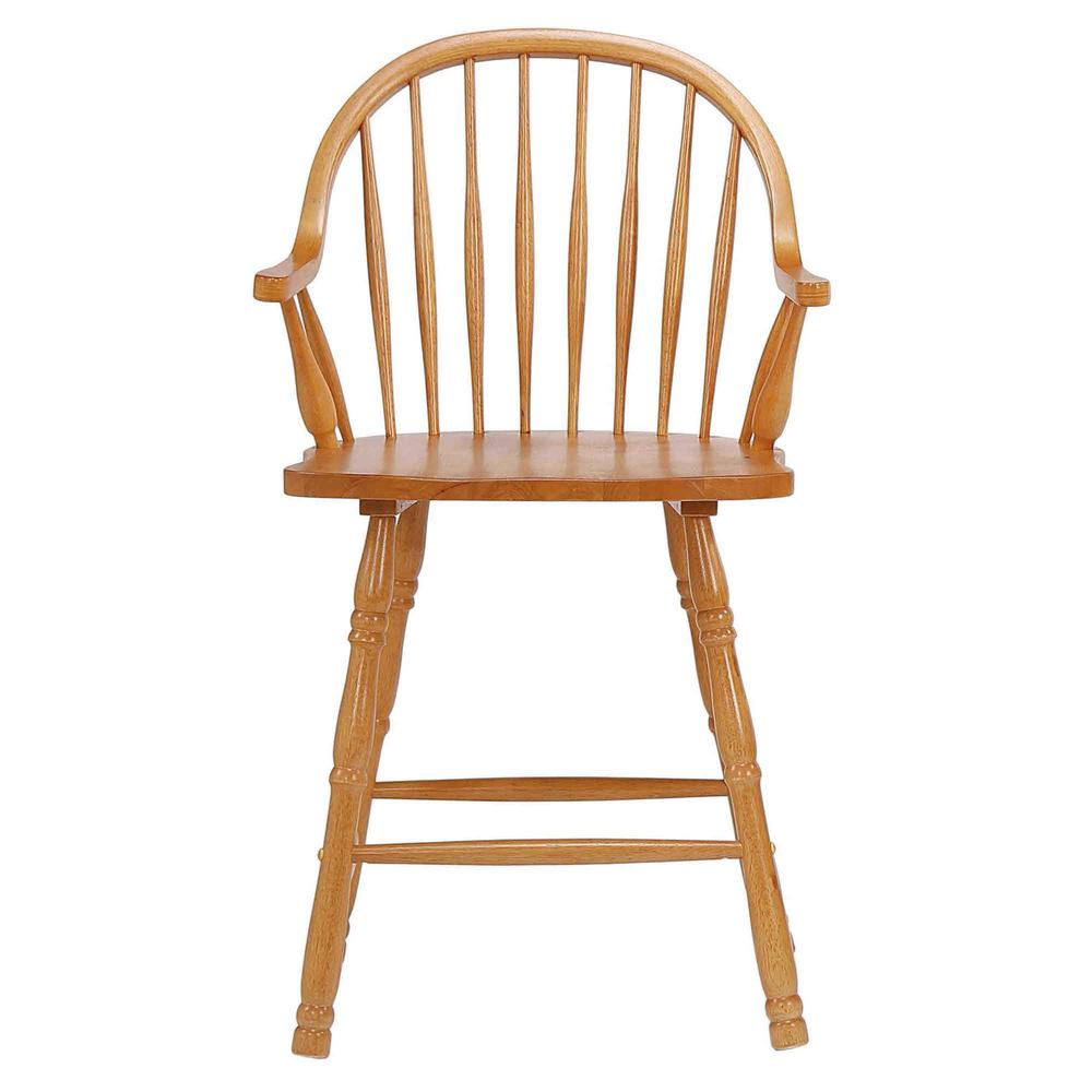 Oak Selections 24" Windsor Barstool with Arms. Picture 1
