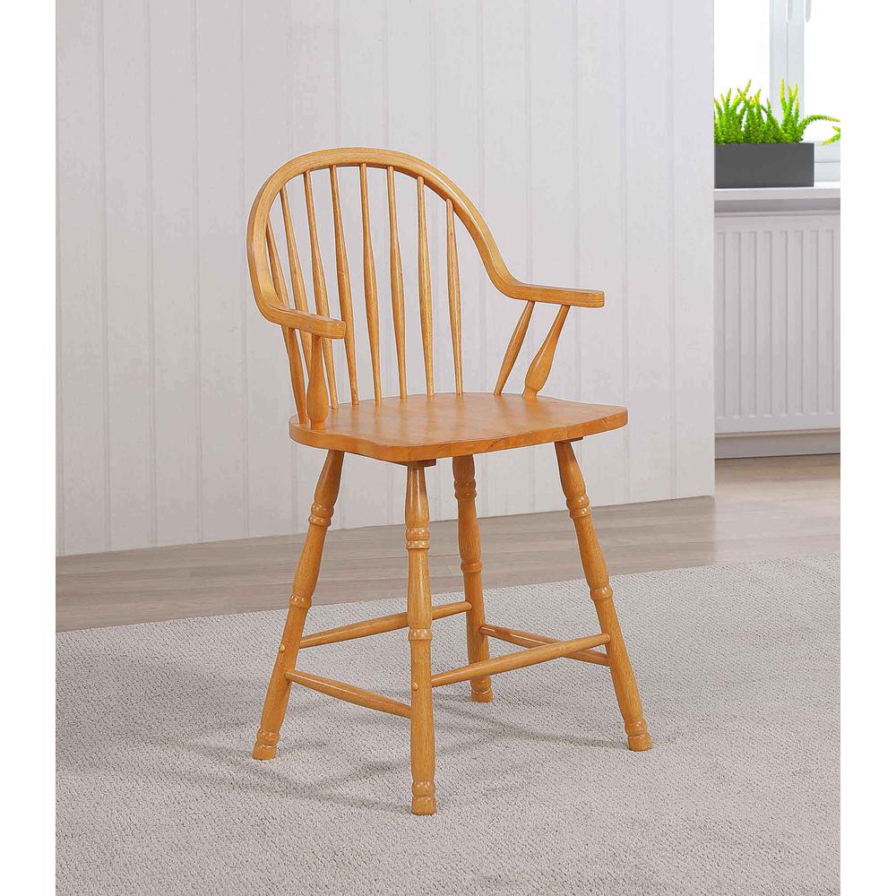 Oak Selections 24" Windsor Barstool with Arms. Picture 4