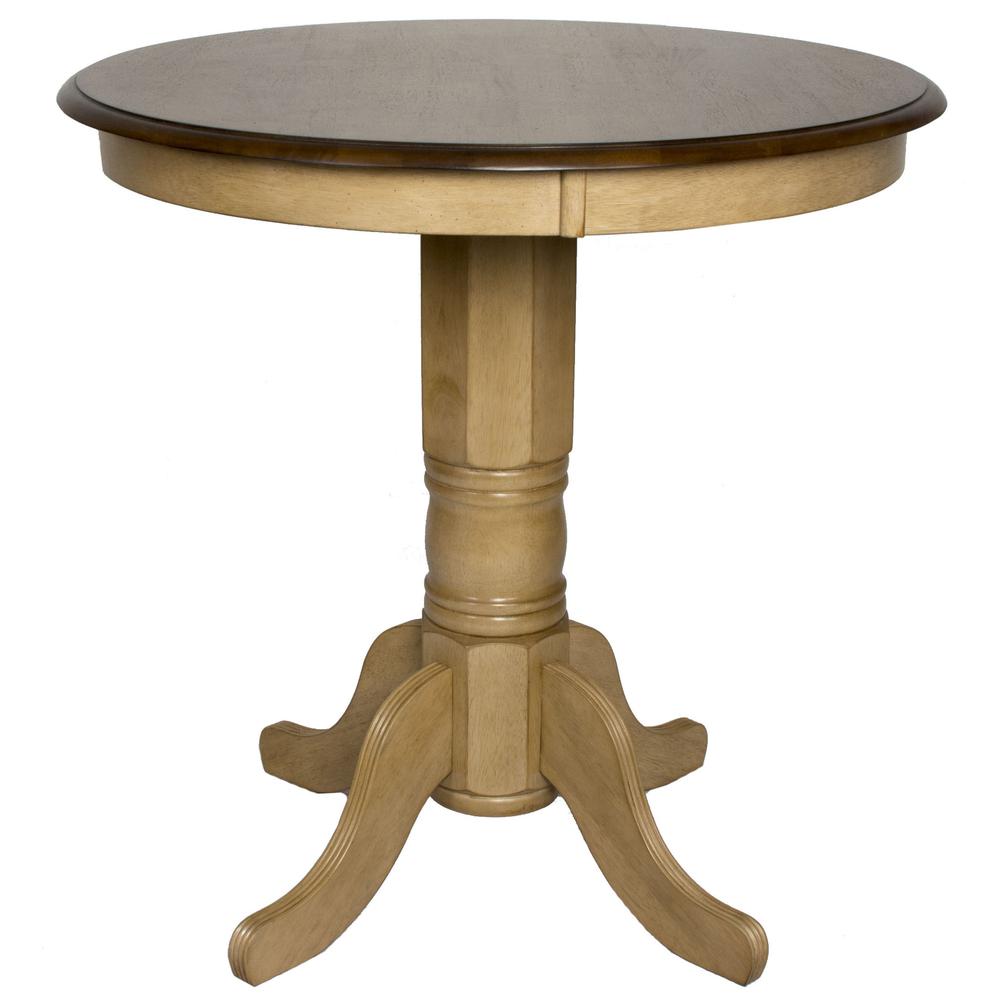 Brook 3 Piece 36" Round Pub Table Set with Slat Back Stools. Picture 3