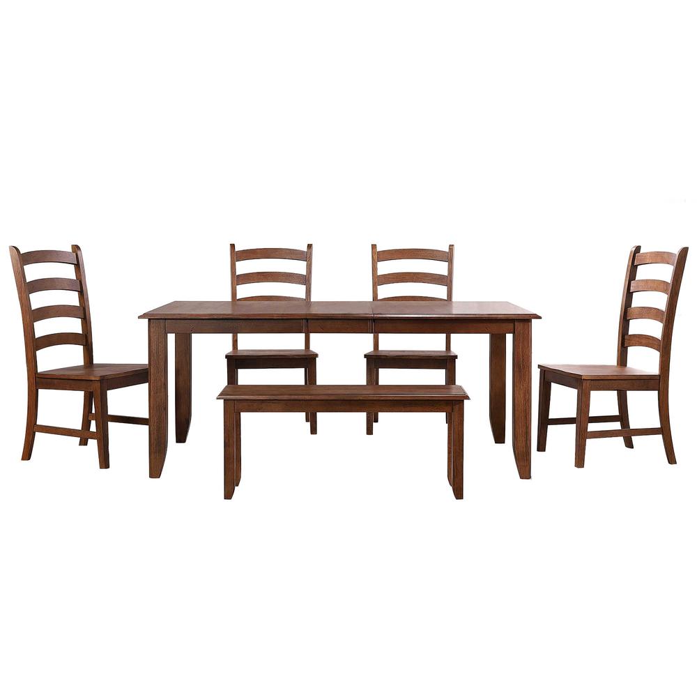 Simply Brook 6 Piece 72" Rectangular Extendable Table Dining Set with Bench. Picture 6