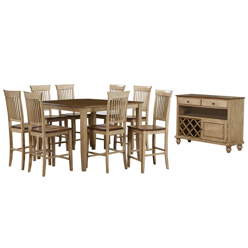 Brook 10 Piece 48" Square Pub Set with Fancy Slat Stools. Picture 7
