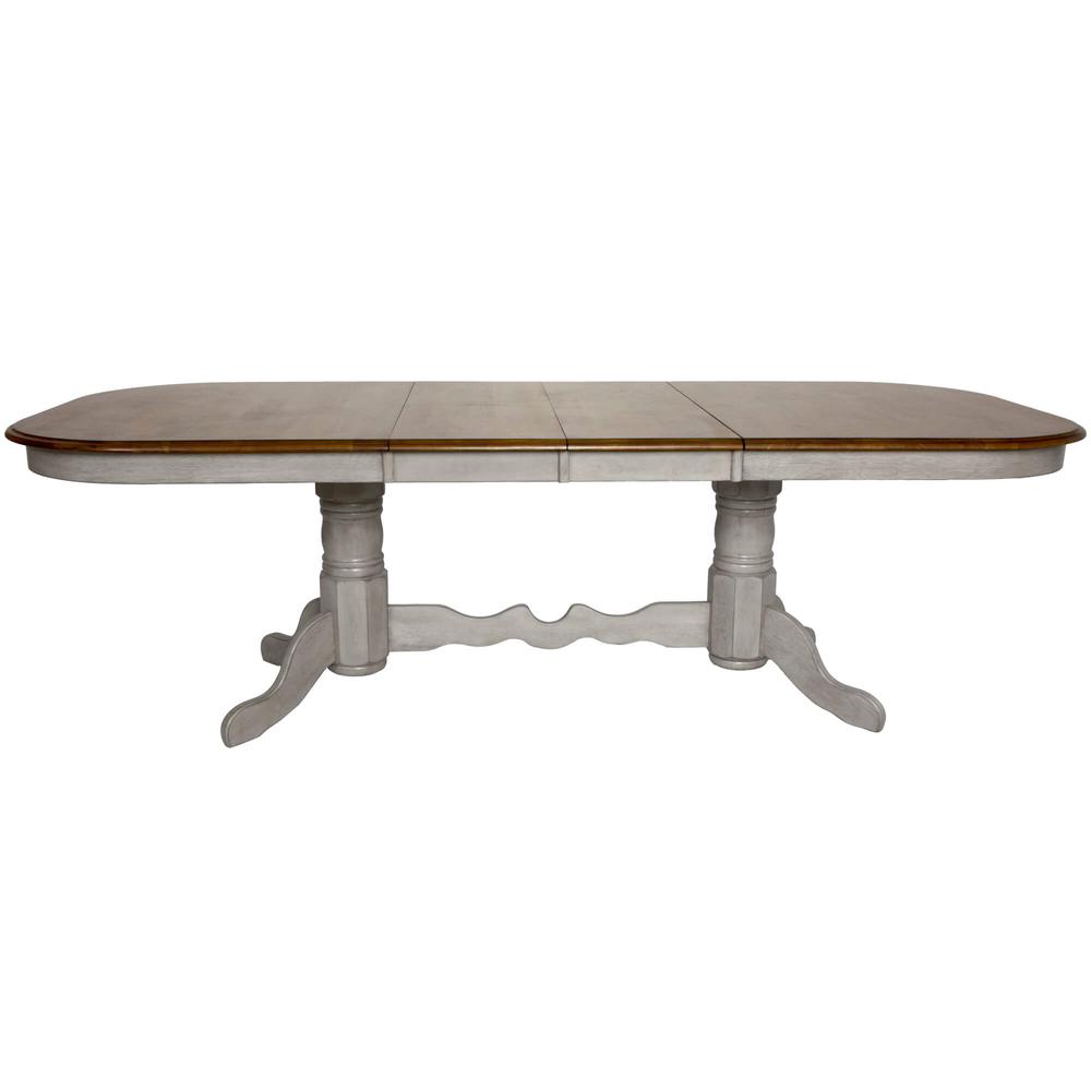 Country Grove 7 Piece 96" Oval Double Pedestal Extendable Dining Table Set. Picture 2