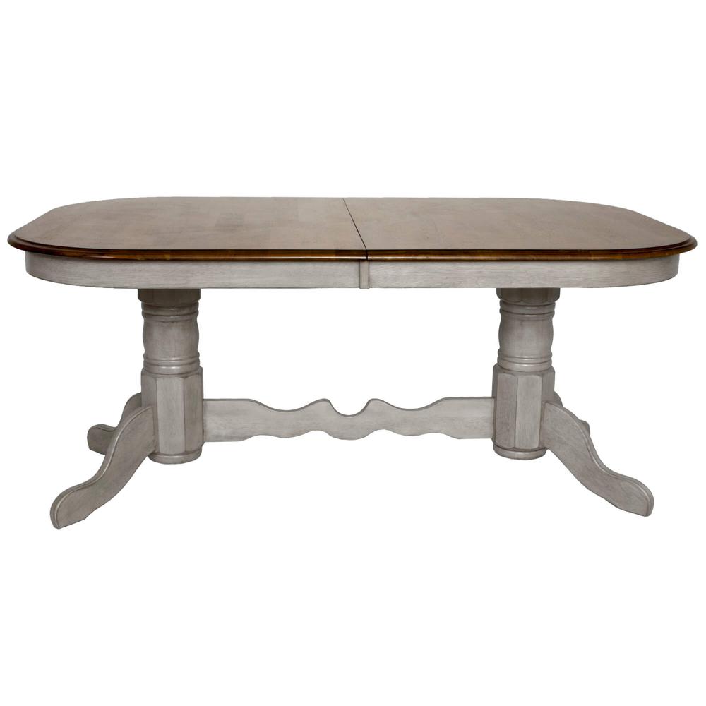 Country Grove 7 Piece 96" Oval Double Pedestal Extendable Dining Table Set. Picture 4