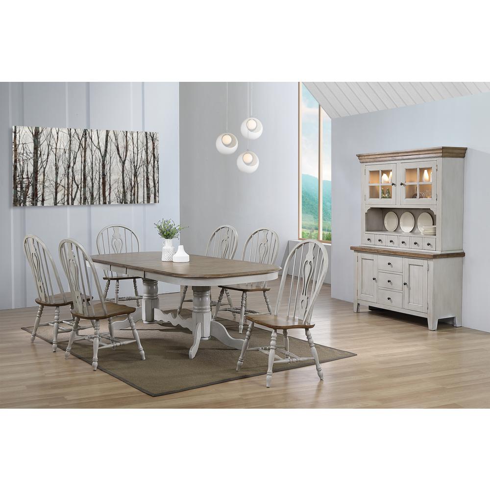Country Grove 8 Piece 96" Oval Double Pedestal Extendable Dining Table Set. Picture 1