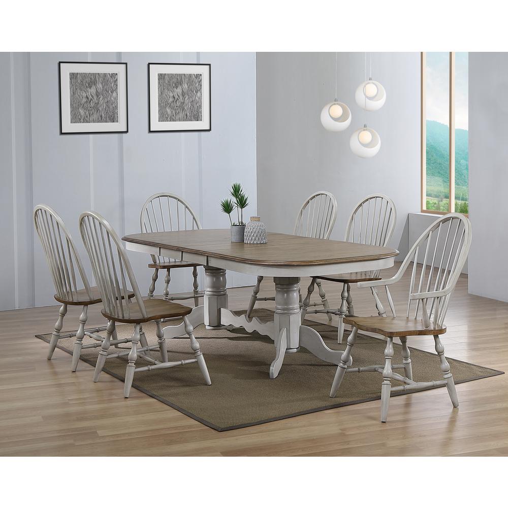 Country Grove 7 Piece 96" Oval Double Pedestal Extendable Dining Table Set. Picture 1