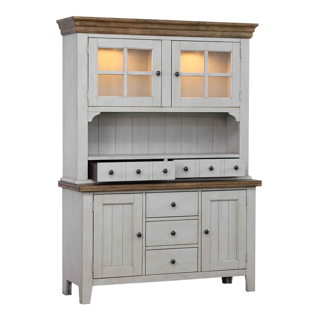 Country Grove 8 Piece 96" Oval Double Pedestal Extendable Dining Table Set. Picture 5