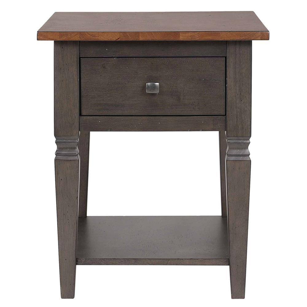 End Table | Distressed Brown and Ash Gray Solid Wood. Picture 2