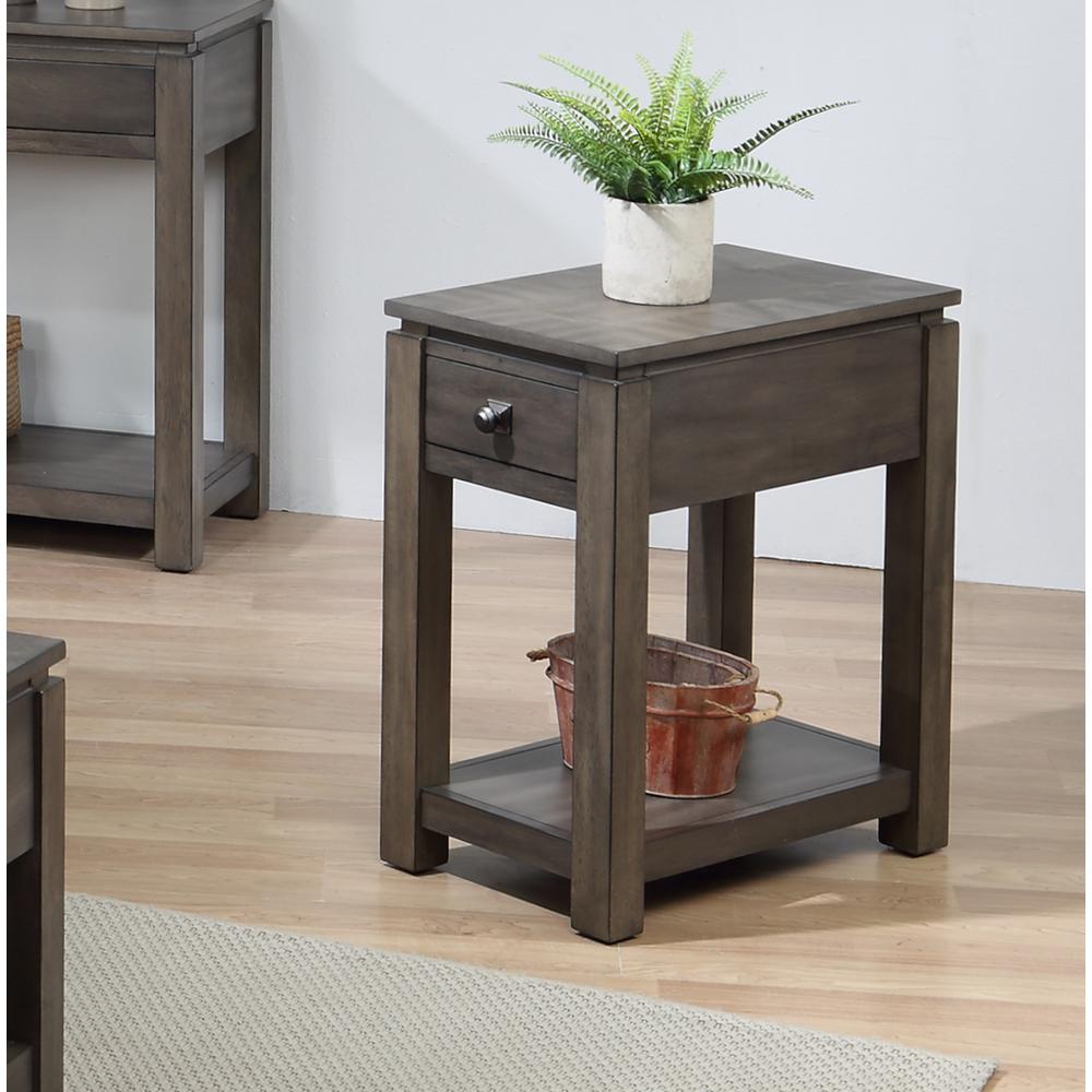 Shades of Gray Narrow End Table with Drawer and Shelf. Picture 2