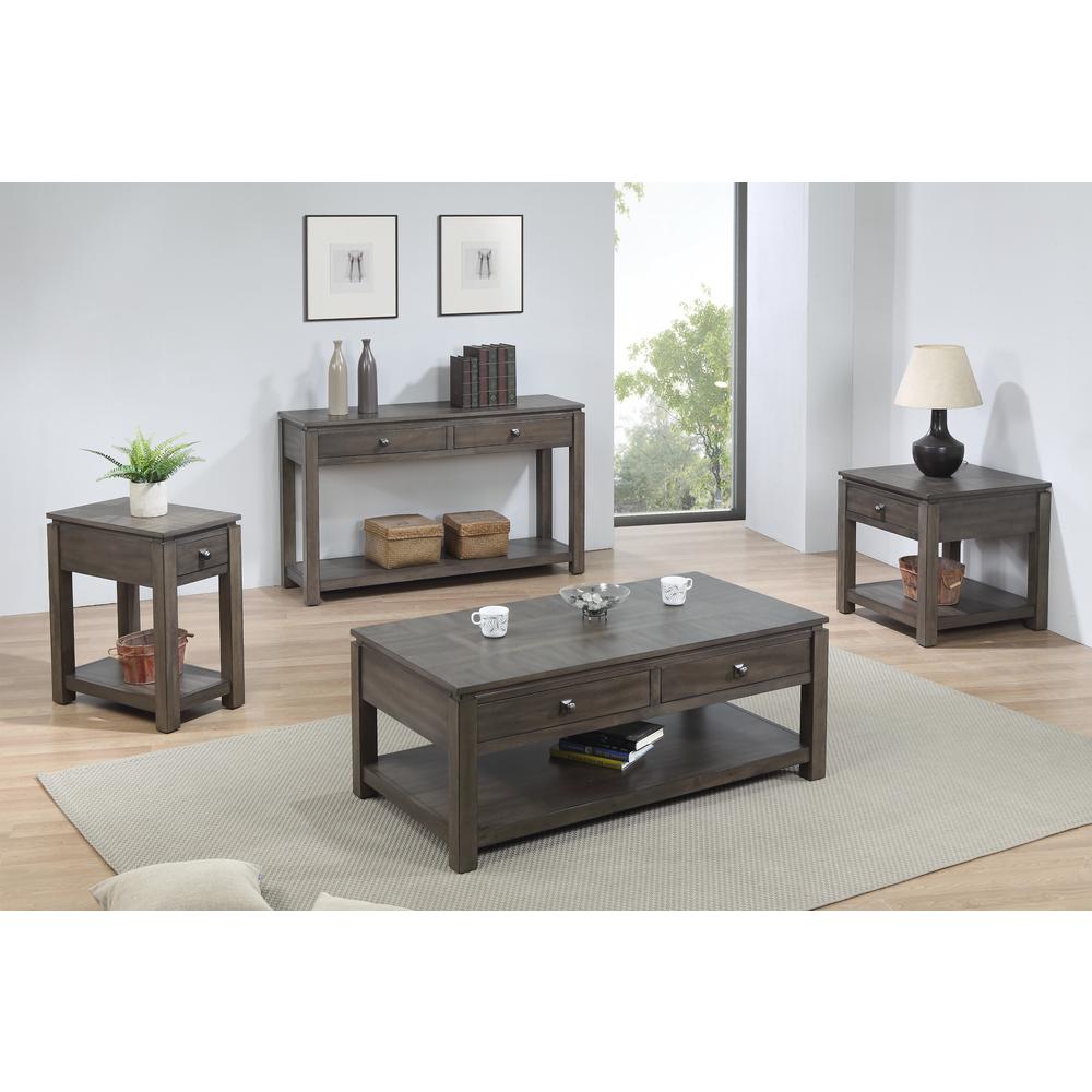 Shades of Gray Narrow End Table with Drawer and Shelf. Picture 3