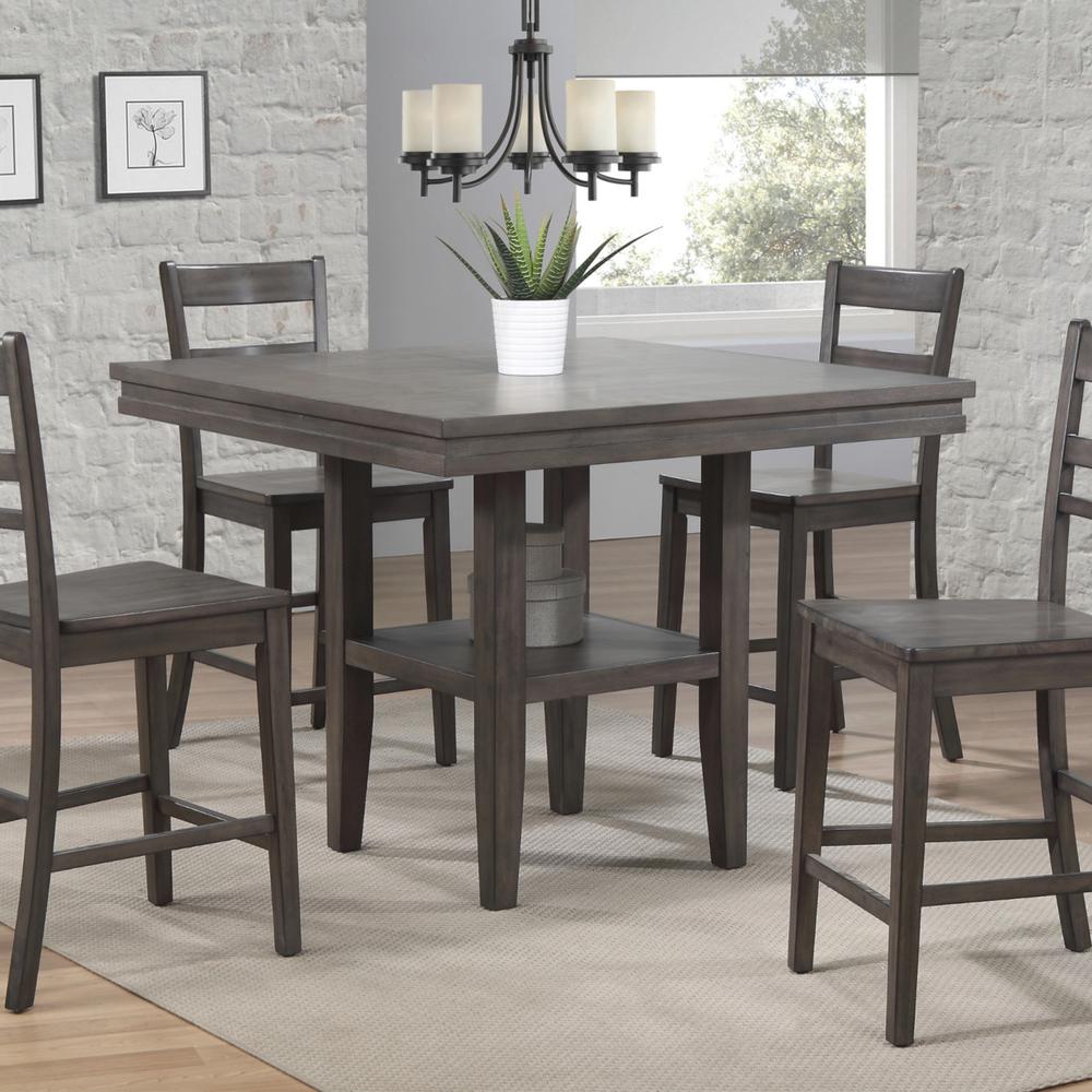 Shades of Gray 45" Square Pub Table with Storage Shelf. Picture 3