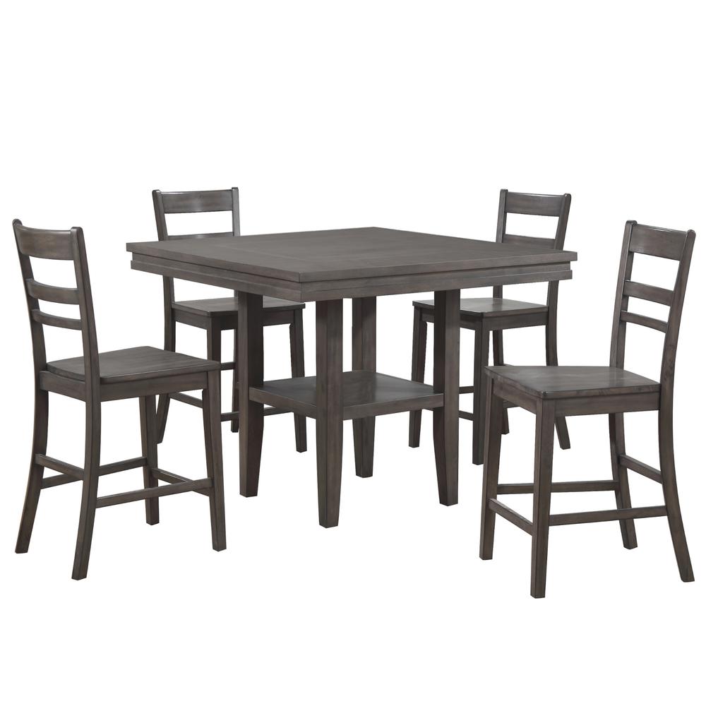 Shades of Gray 45" Square Pub Table with Storage Shelf. Picture 2