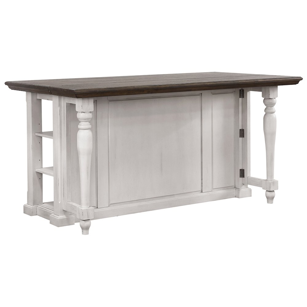 French Chic Fully-Assembled 71" Dropleaf Kitchen Island. Picture 1
