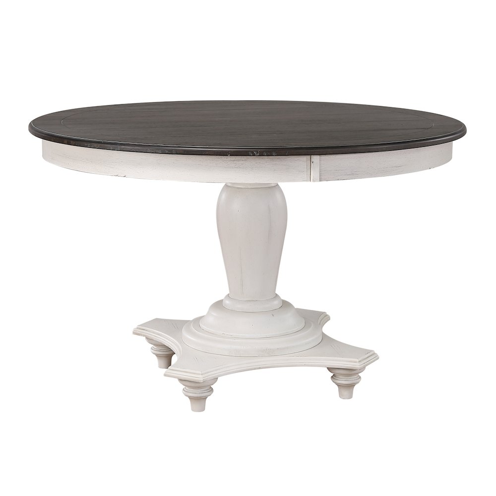 French Chic 48” Round Adjustable Pedestal Dining Table. Picture 3