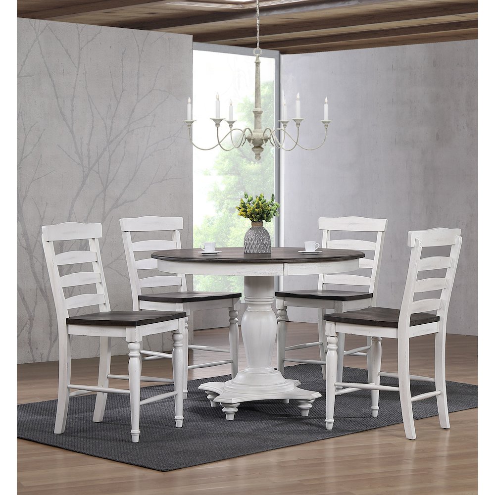 French Chic 48” Round Adjustable Pedestal Dining Table. Picture 6
