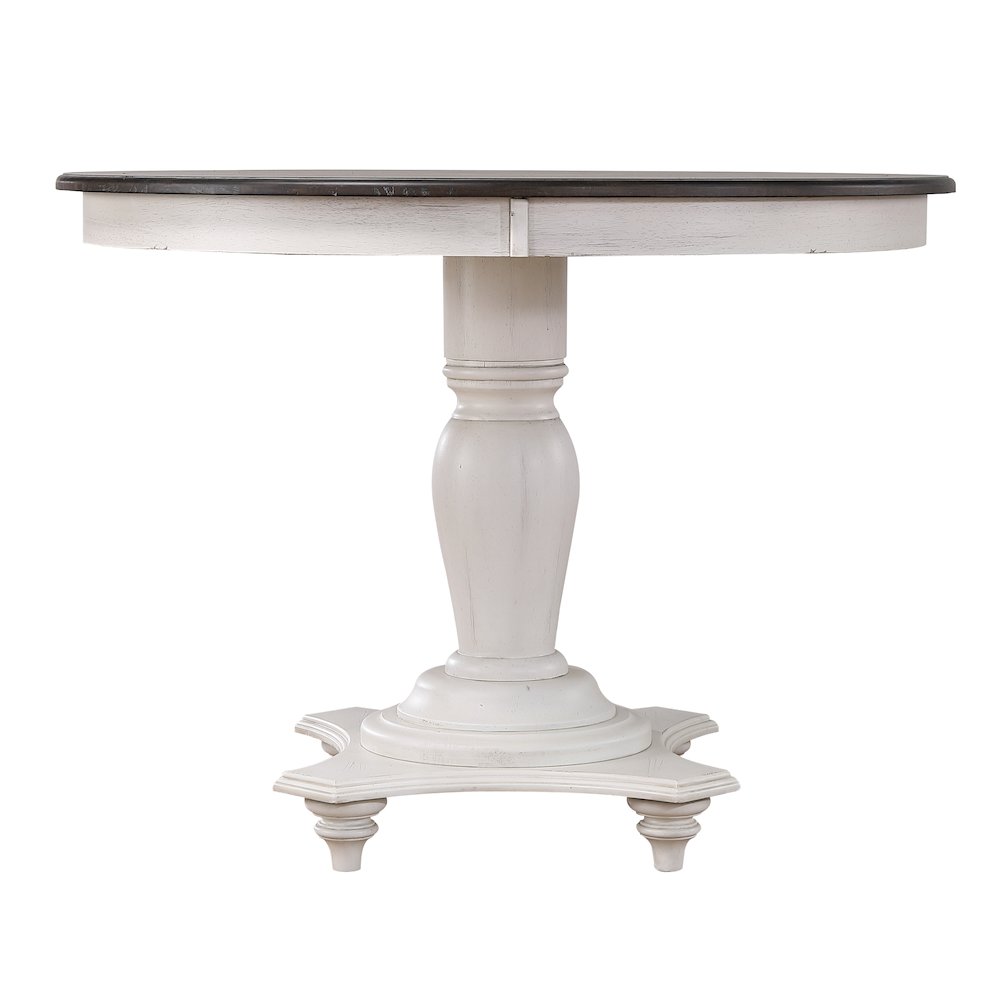 French Chic 48” Round Adjustable Pedestal Dining Table. Picture 4