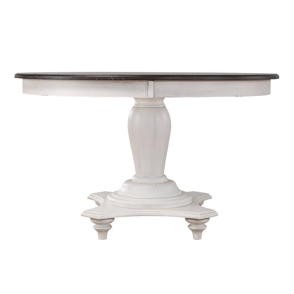 French Chic 48” Round Adjustable Pedestal Dining Table. Picture 2