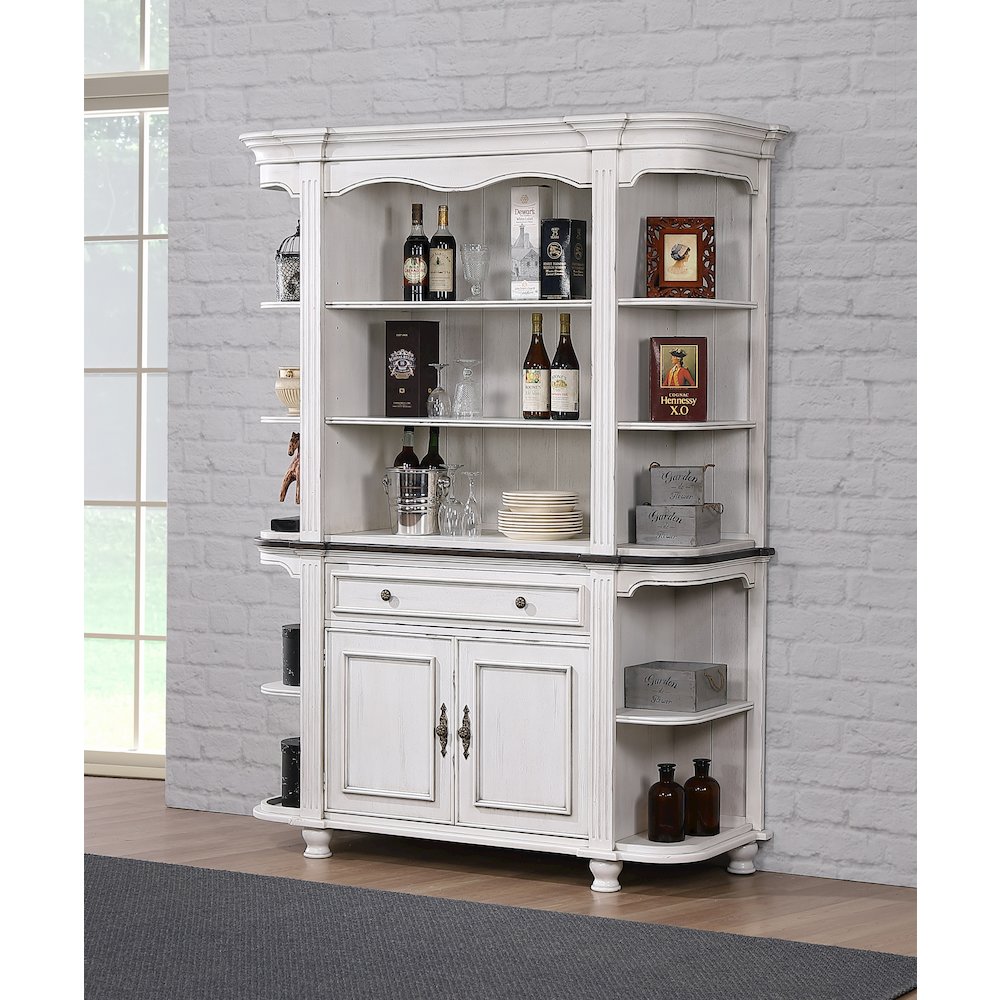 French Chic China Cabinet | Open Storage Display Shelves, Drawer and Doors. Picture 9