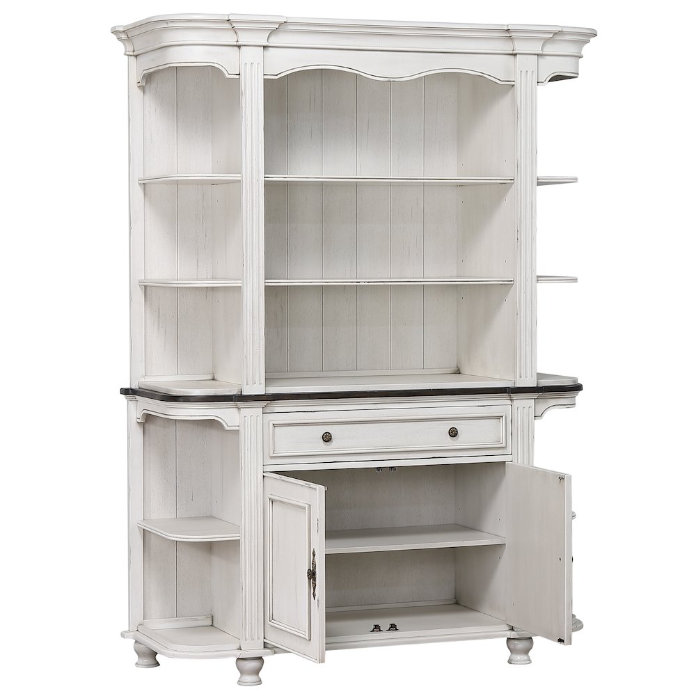 French Chic China Cabinet | Open Storage Display Shelves, Drawer and Doors. Picture 3