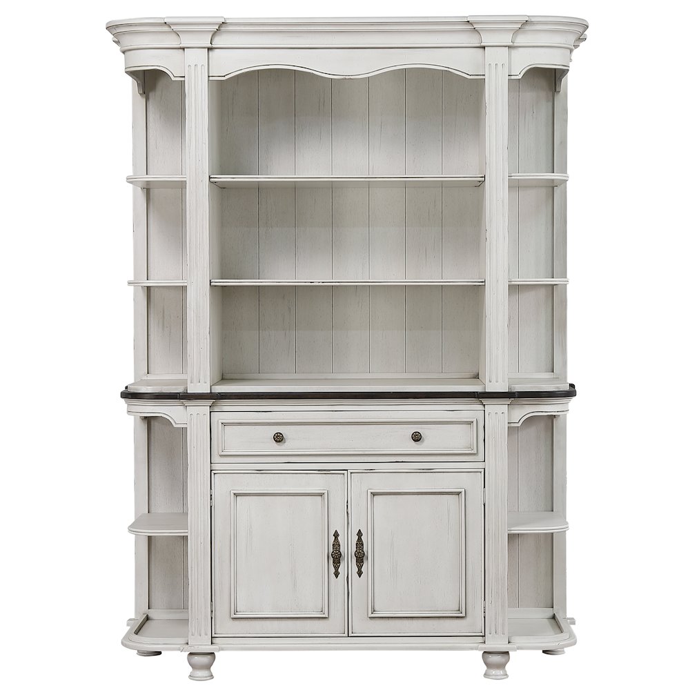 French Chic China Cabinet | Open Storage Display Shelves, Drawer and Doors. Picture 2
