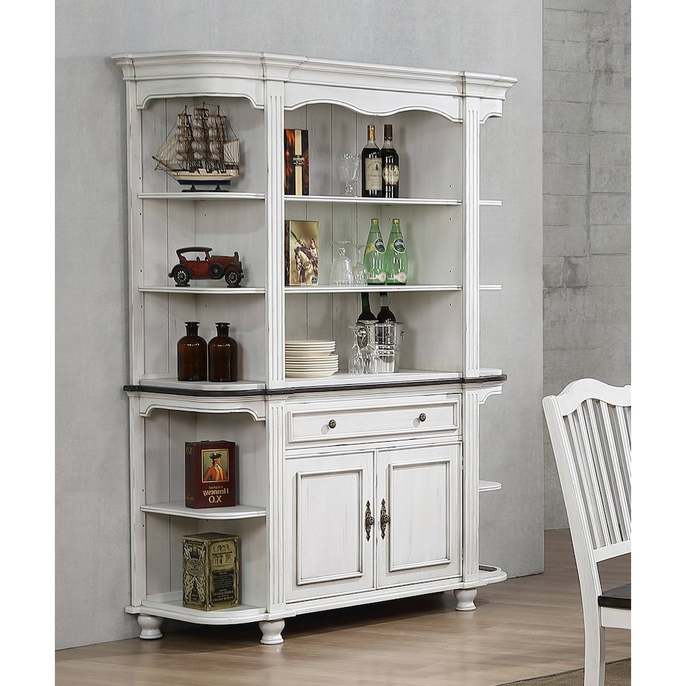 French Chic China Cabinet | Open Storage Display Shelves, Drawer and Doors. Picture 7