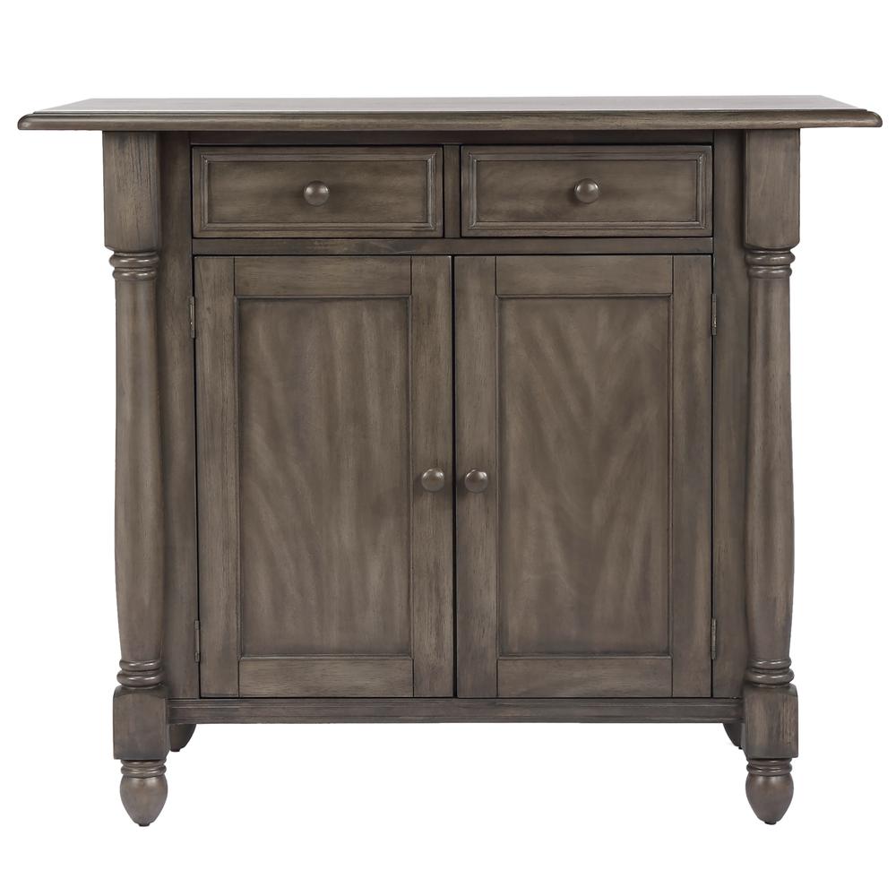 Shades of Gray Expandable Drop Leaf Kitchen Island Set with 2 Stools. Picture 2