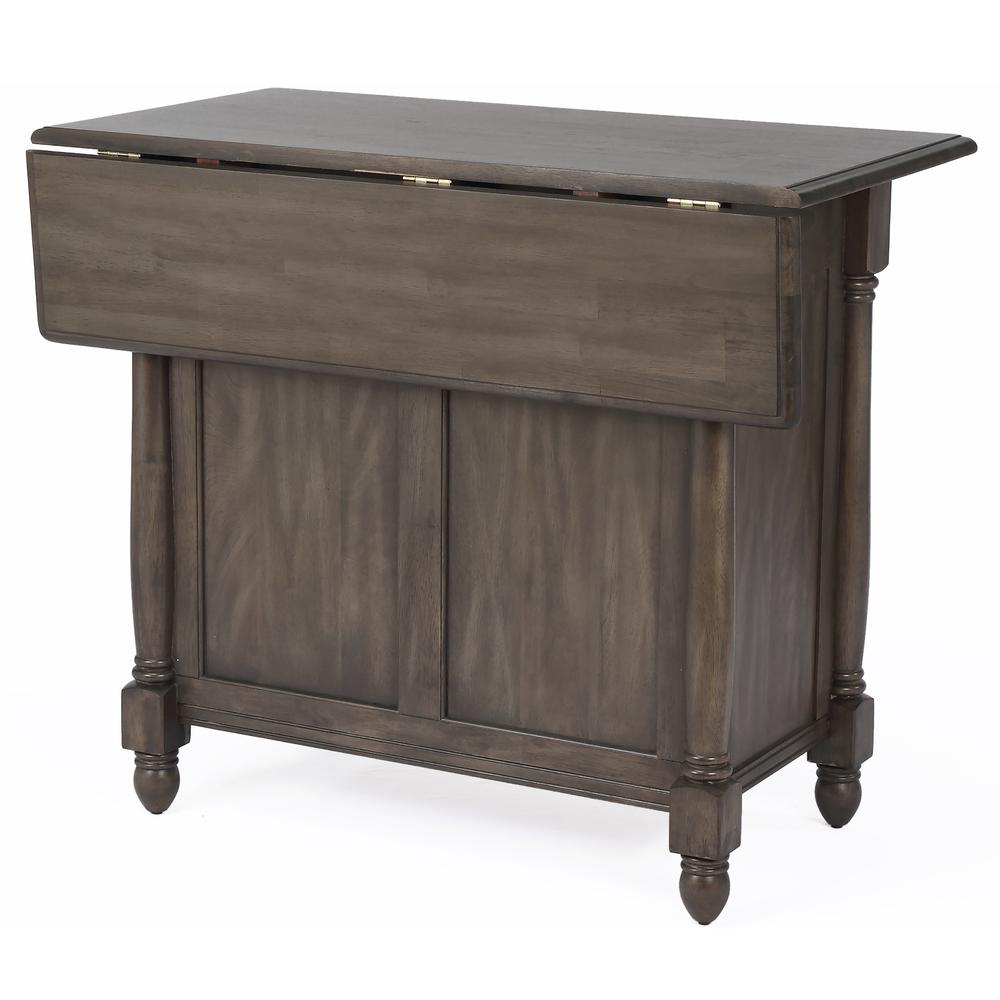 Shades of Gray Expandable Drop Leaf Kitchen Island Set with 2 Stools. Picture 5