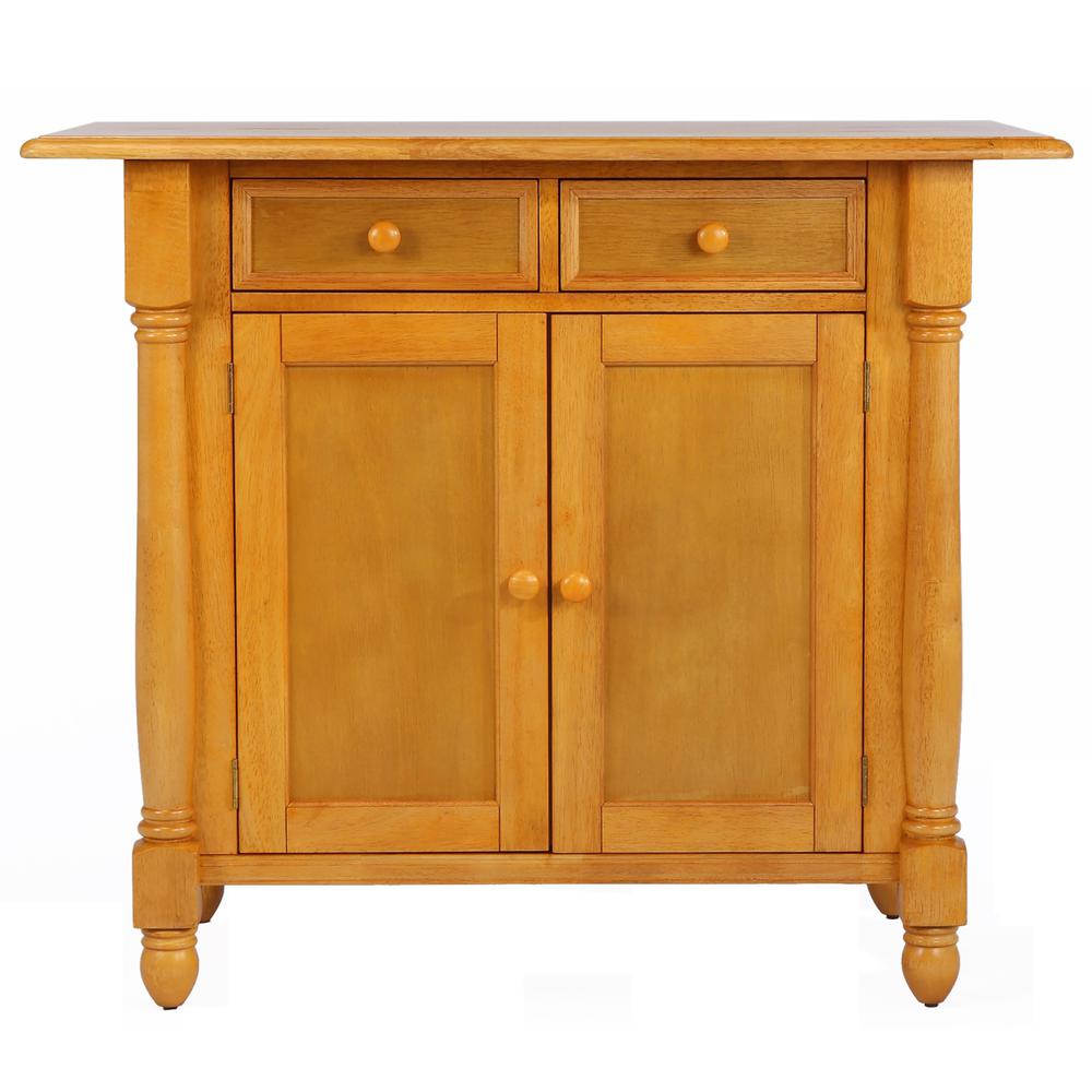 Light Oak Expandable Drop Leaf Kitchen Island with 2 Swivel Stools. Picture 7