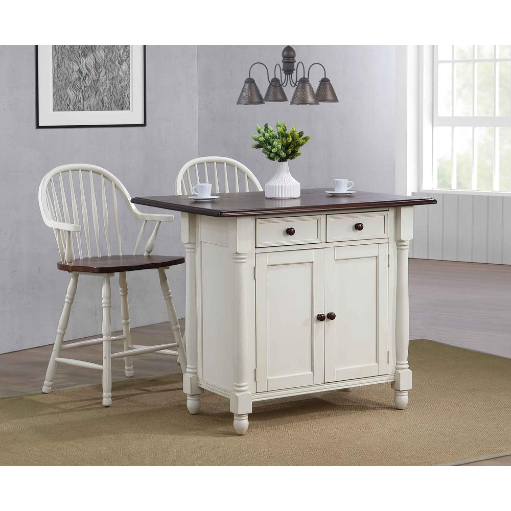 Kitchen Island with Counter Height Stools with Arms. Picture 7