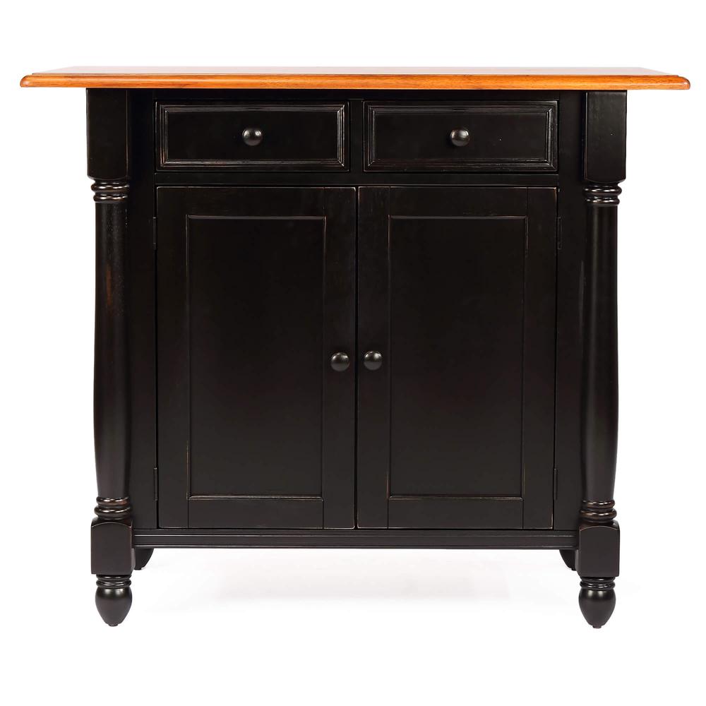 Antique Black Expandable Kitchen Island with Cherry Drop Leaf Top. Picture 5