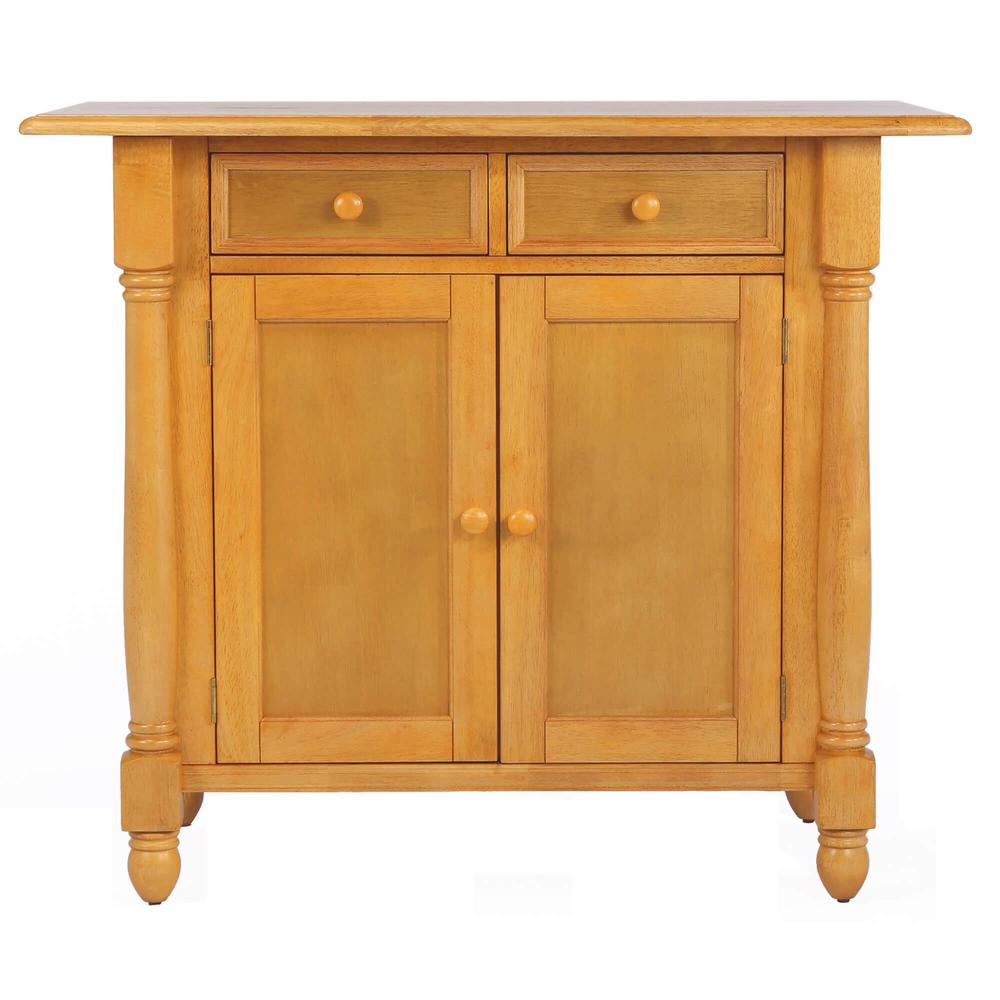 Light Oak Extendable Kitchen Island with Drop Leaf Top. Picture 1